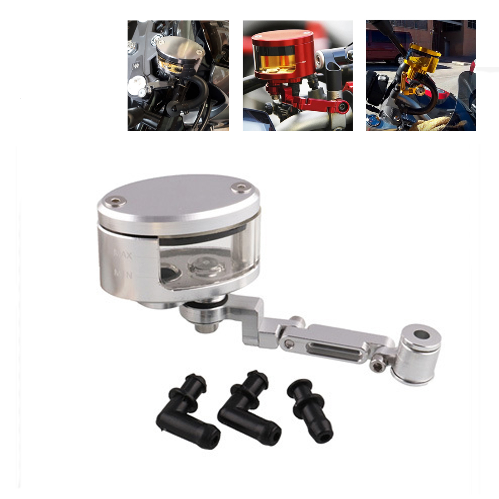 Universele Motorfiets Rem Koppeling Tank Cilinder Fluid Olie Reservoir Cup Voor Honda Yamaha Ducati Suzuki Kawasaki: Silver