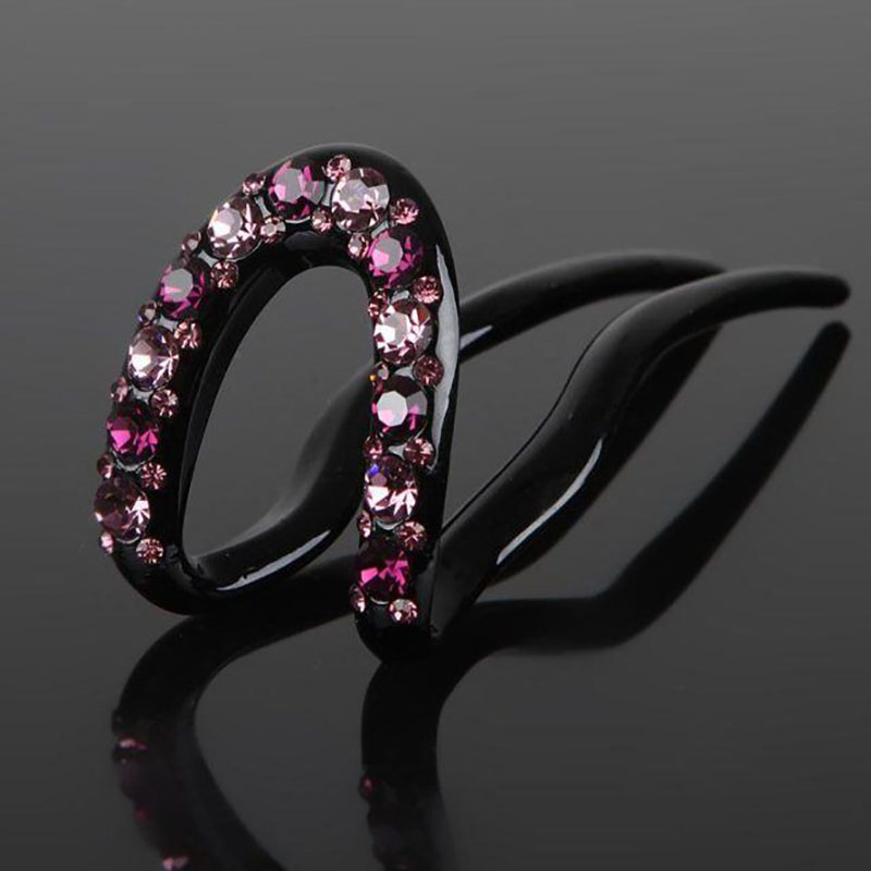 Acrylique strass en forme de U épingle à cheveux femme chignon cheveux bâton dame cheveux accessoires bricolage outils de cheveux fourchette à cheveux: Lavande
