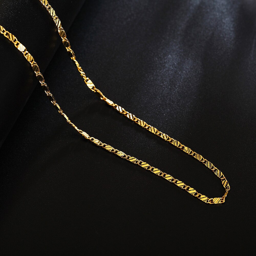 Cadenas de oro 18KGP para mujer, 2MM, 40/45/50, 55/60/65/70/75cm, collar, accesorios de joyería, cadena de oro para dijes, colgantes para hombre