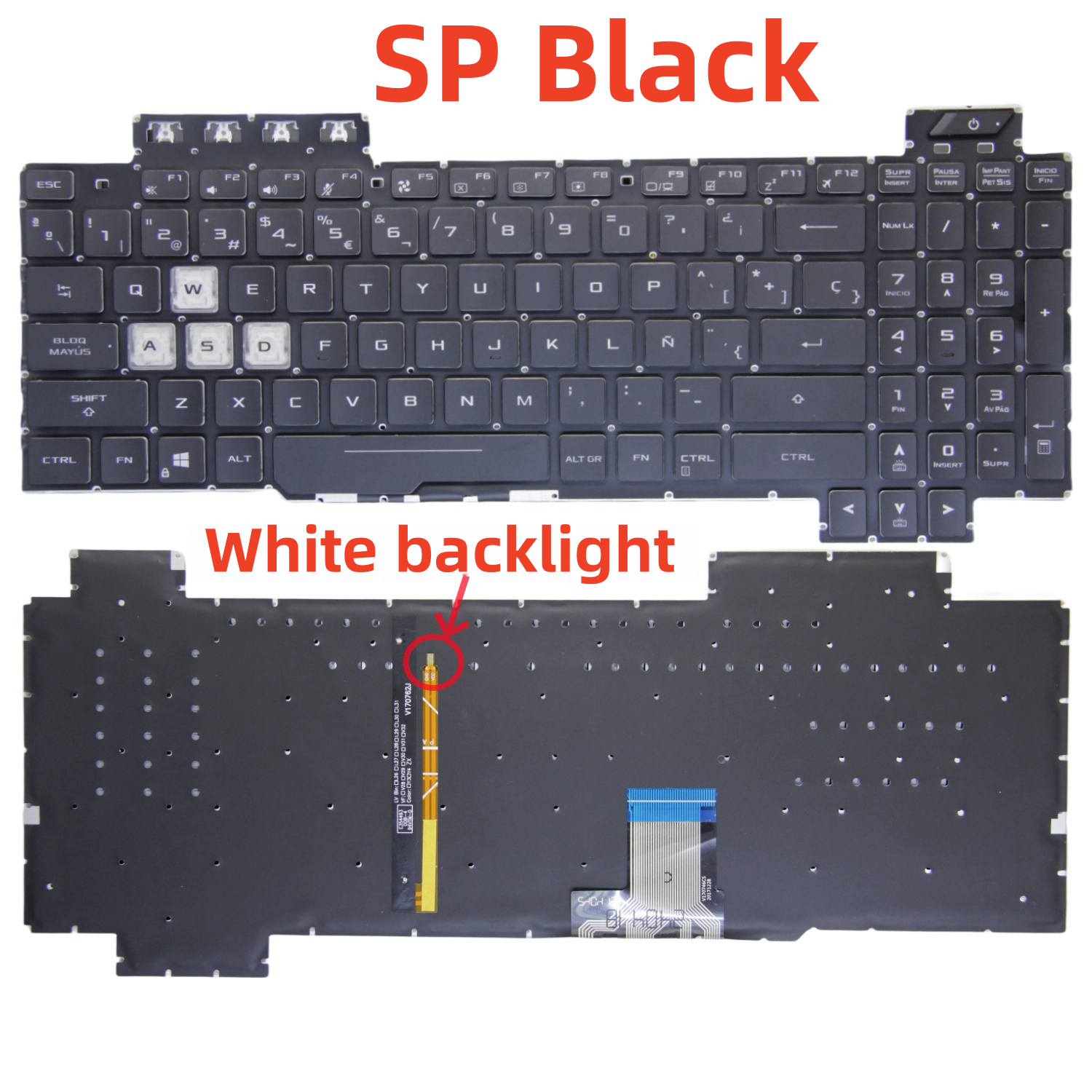 100 % neue uns/SP/RU-Tastatur für Asus Tuf FX80 FX86 FX95 FX505 FX504 FX705 ZX80G FZ80 FX80G GL703G Englische Laptop-Tastatur mit Hintergrundbeleuchtung: Gold