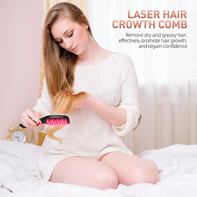Elektrische Massage Kamm, rot und blaue Beleuchtung Haarpflege Kamm, Mikrostrom Vibration Massagegerät Instrument ,Wiederaufladbare Haarbürste
