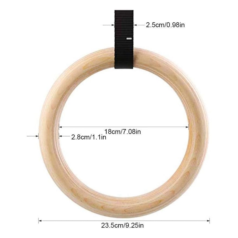 1 stk birk fitness ringe gymnastik trænings ring træ 28mm øvelse fitness gymnastik ringe gym øvelse