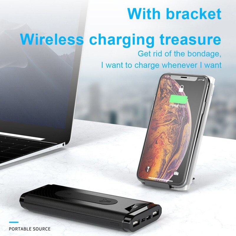 50000 mah trådløs strømbank hurtiglader telefonholder mikro-usb / type-c inngang til samsung xiaomi iphone huawei