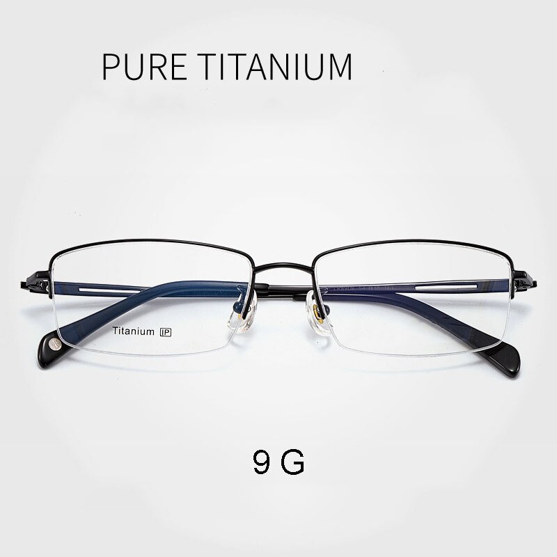 Reine Titan Rahmen Brille Halb Rand Brille mit Frühling Scharniere Männer Geschäft Stil Anti-Blau Strahl lässig Brillen