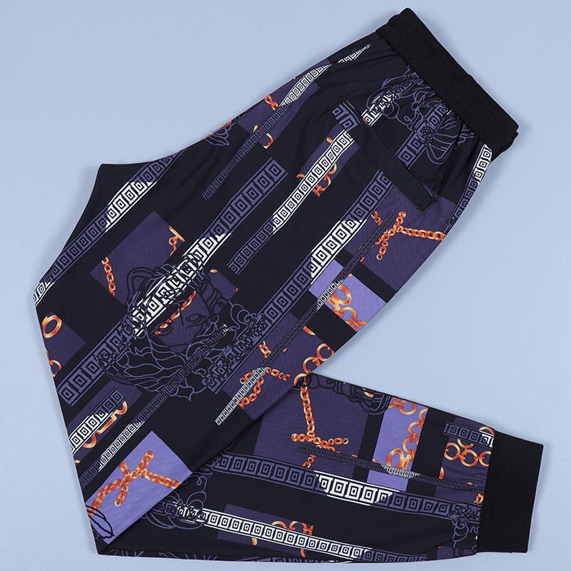¡Novedad de ! Pantalones informales de verano de alta gama para hombre, pantalones deportivos con cordones impresos y pies elásticos ajustados