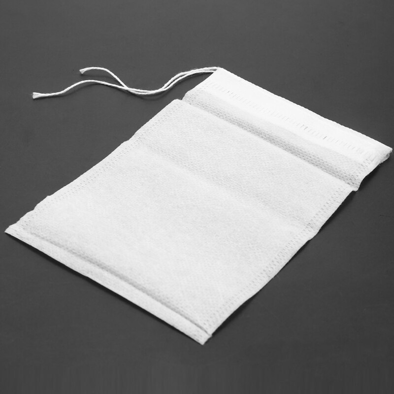 200 Stuks Wegwerp Theefilter Zakjes - 10x15cm Katoen Muslin Trekkoord Filter Zakjes