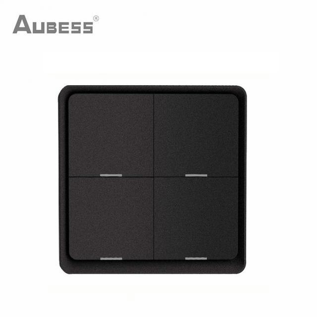 Interrupteur de scène sans fil Tuya ZigBee, 4 boutons poussoirs, contrôleur d&#39;automatisation de scénario, fonctionne avec Alexa Google Home Smart Life: 4 Gang Black