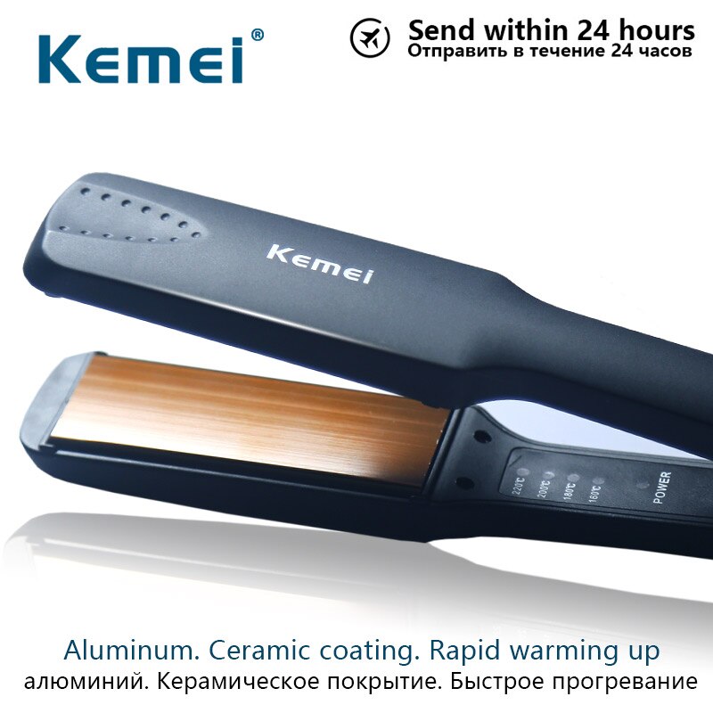 KEMEI KM-329 – plaque chauffante en céramique Tourmaline, lisseur de cheveux, outils de coiffure professionnels avec réchauffement rapide, Performance thermique