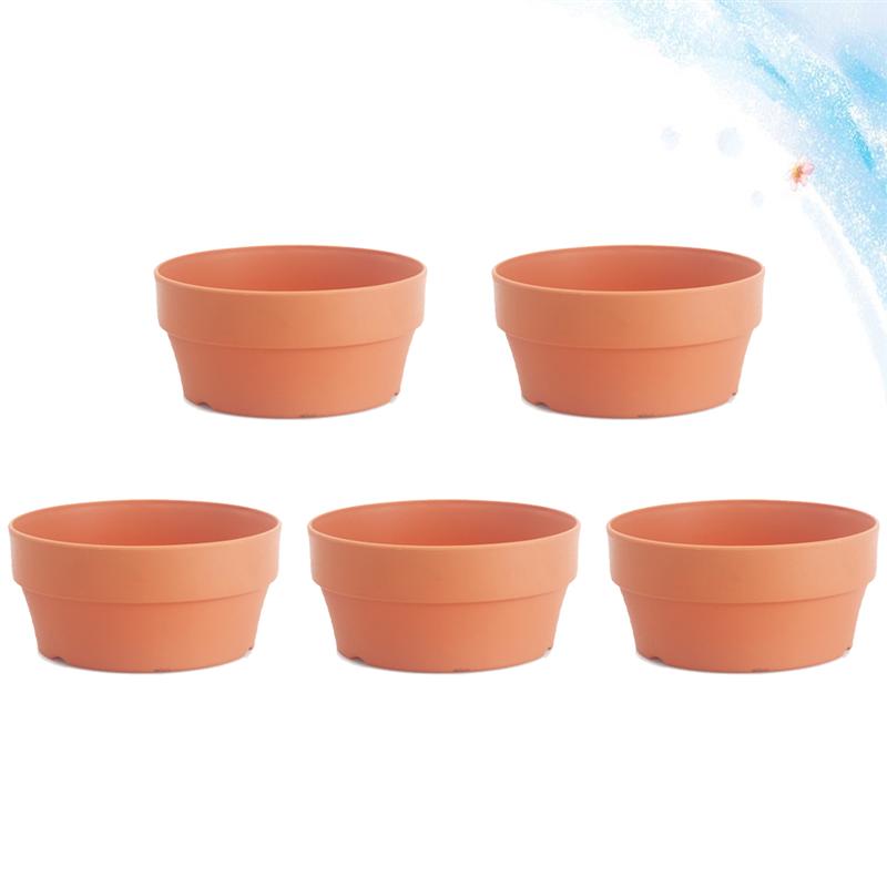 3/5/6pcs Imitation Clay Flower Basket Japanese Round Plastic Flower Pot Flower Container Flower Basin Indoor Outdoor Potted Gard