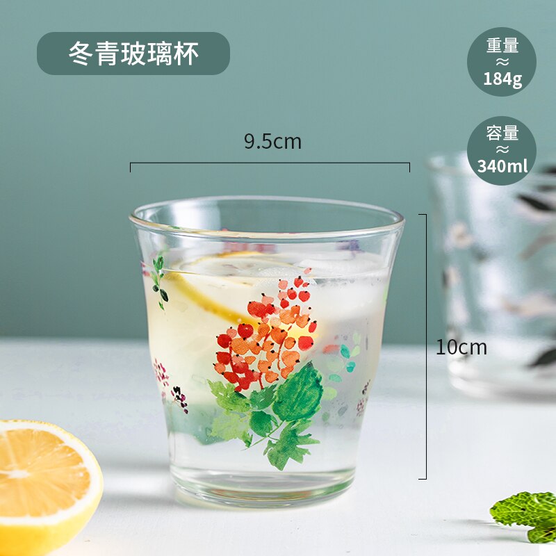 Glaskopper juice kaffekop stort hjem mælkekopper blomst gennemsigtig indretning taza de cafe vandglas drikker  ac50gc: Stil 2