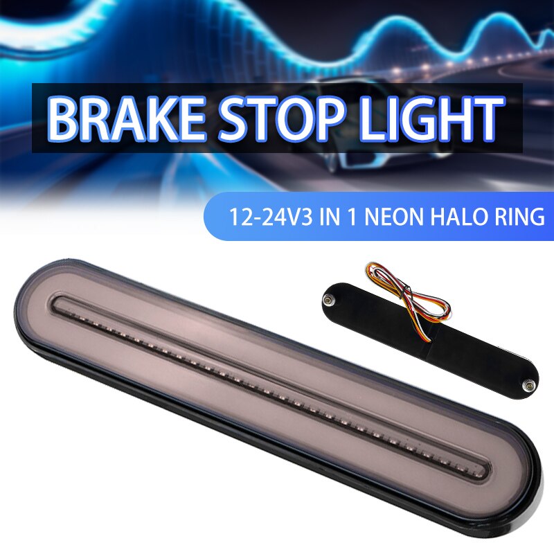 LED Trailer Truck Brake Light 3 in 1 Neon Halo Ring Tail Brake Stop Flowing Turn Signal Light Lamp Blinker Waterproof 12V-24V