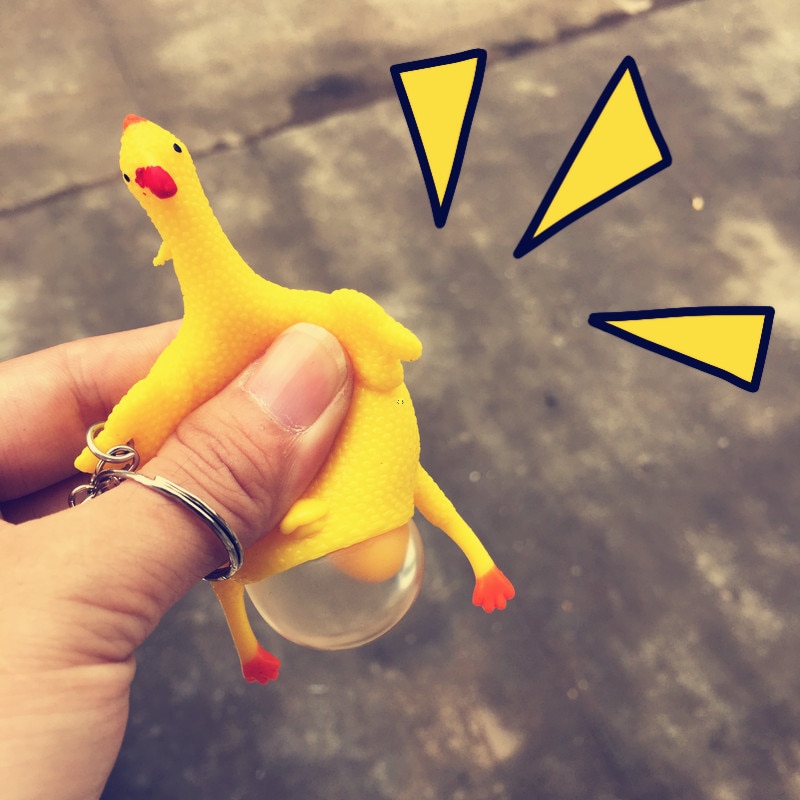 Kreative Lustige Parodie Heikles Huhn Keychain Ei Legehennen Überfüllten Stress Ball Auto Schlüsselanhänger Für Dekompression Schlüssel Q-054