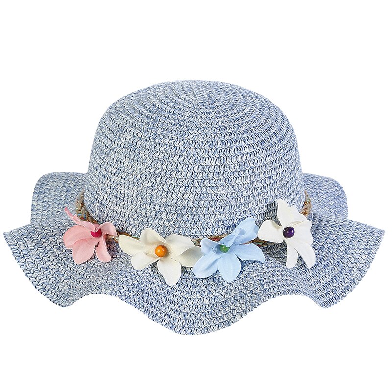 ¡Novedad de ! sombrero de paja para bebé de verano, sombreros transpirables con flores para niños, gorros para niños y niñas, gorra de volantes a los lados Floral de princesa