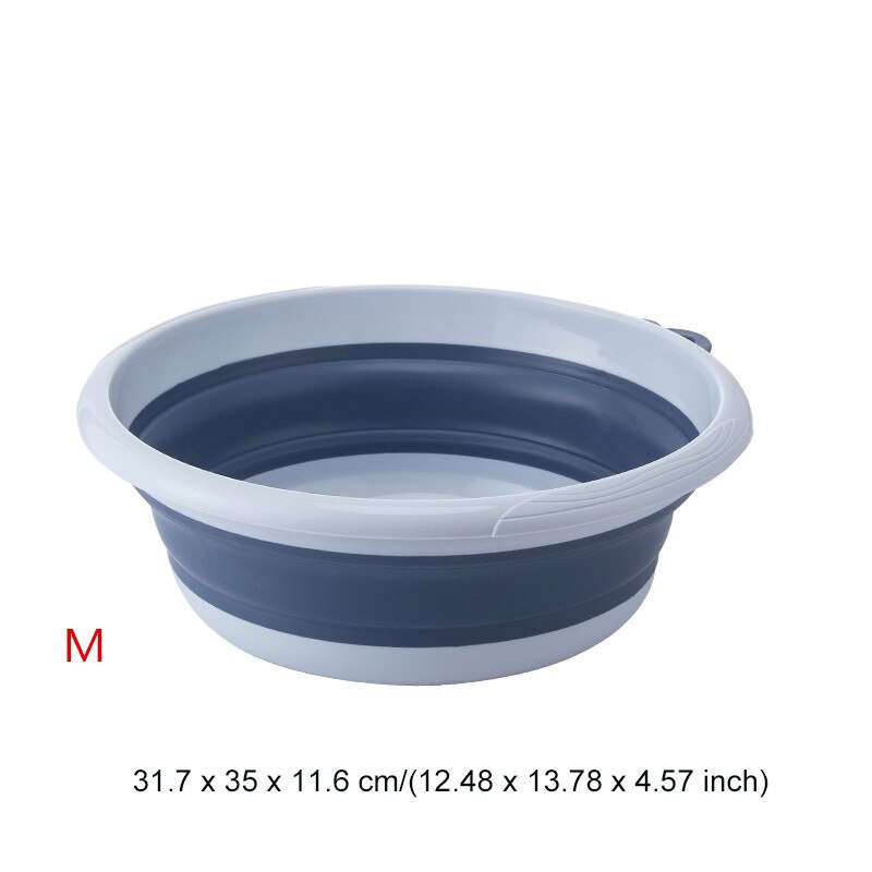 Portable Plastic Basins Outdoor Folding Bucket Fruit Washbasin Fishing Camping Car Wash Container Bathroom Accessories: A Blue M