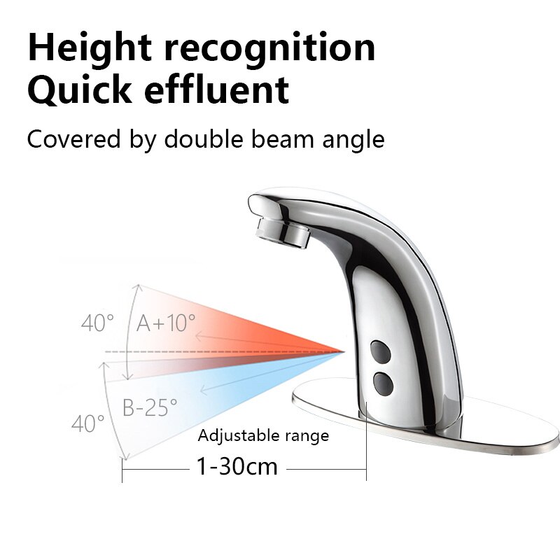 Automatische Wastafel Kranen Elektronische Infrarood Sensor Wastafel Sensor Kranen Badrandcombinaties Single Hole Badkamer Water Kraan