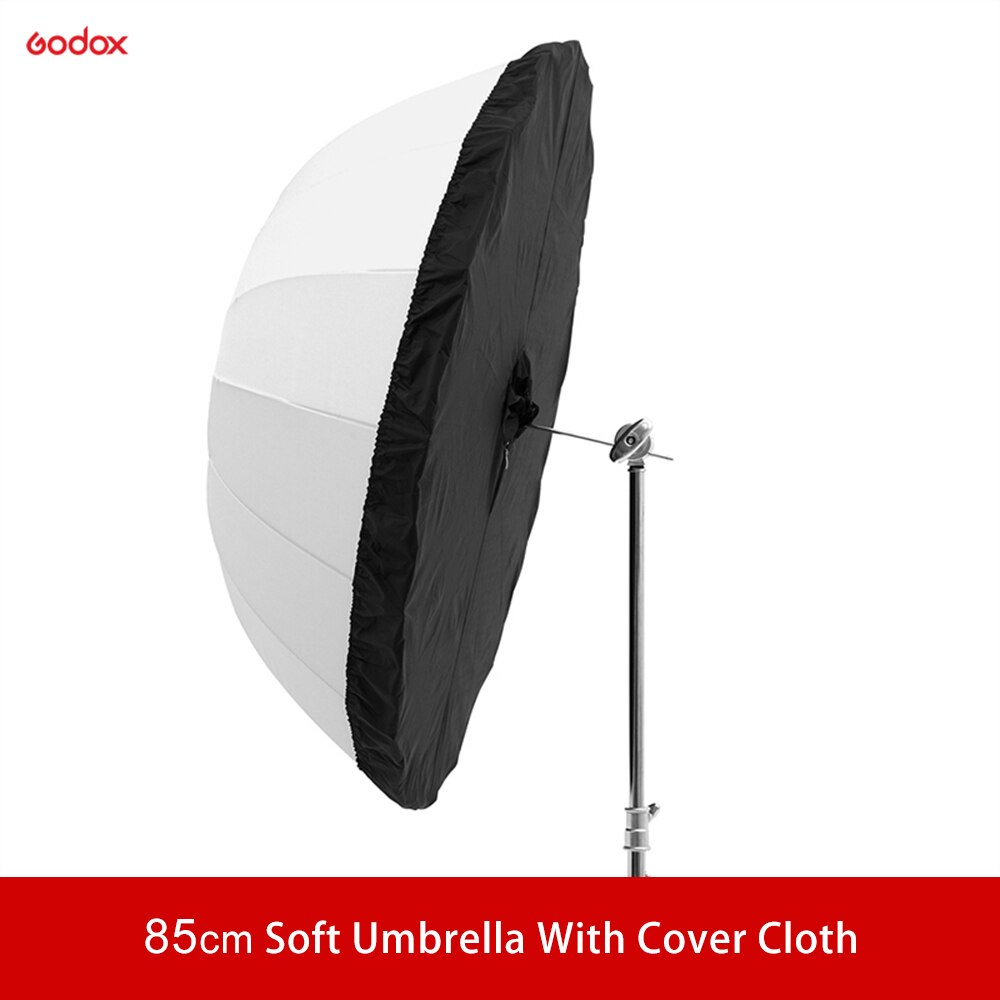 Godox UB-85D 85Cm Wit Parabolische Reflecterende Transparante Zachte Paraplu Studio Licht Paraplu Met Zwart Zilver Diffuser Cover: Black