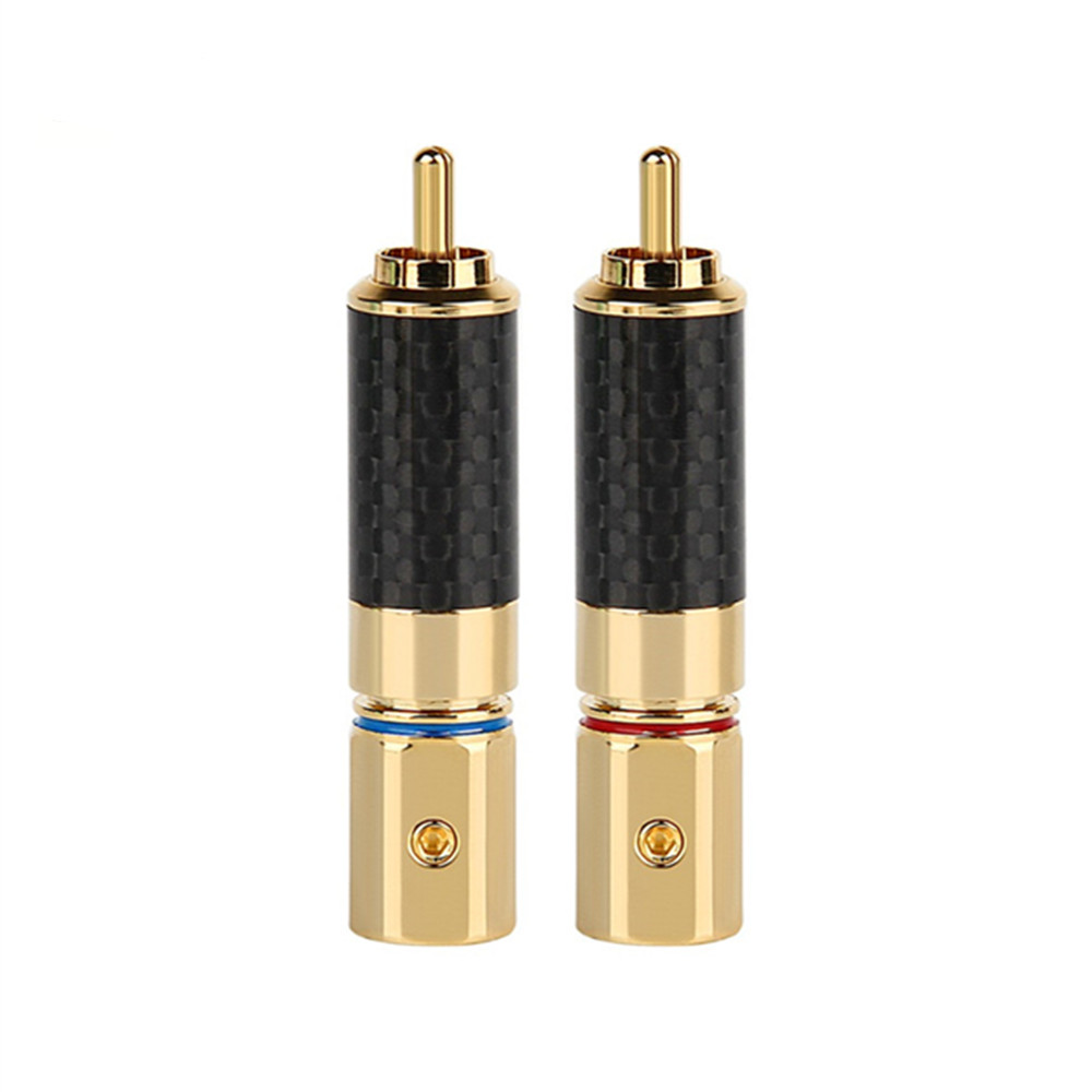 RCA HiFi Audio Jack Speaker Plug Carbon Fiber Copper Gold Plated 10mm Tail Hole DIY RCA Socket Solder Wire Connector Speaker: 2pcs
