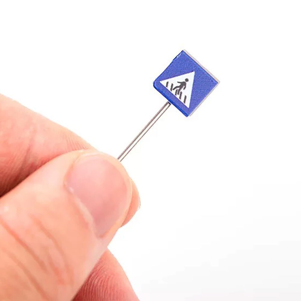 14PCS/Set 1/87 HO Scale Model Traffic Signs Building Sand Table Model Accessories Railroad Diorama Landscape Road Signs