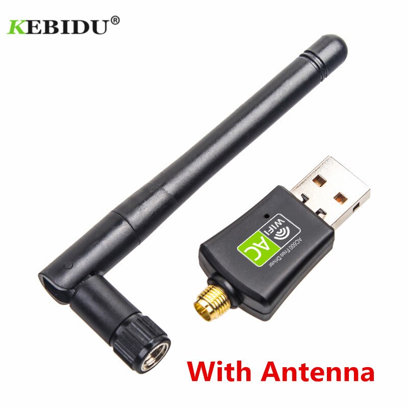 Kebidu 600Mbps Dual Band 2.4G + 5Ghz Gratis Driver Usb Wifi Adapter Wifi Antenne Wifi Dongle Laptop pc Ontvanger RTL8811CU: Black