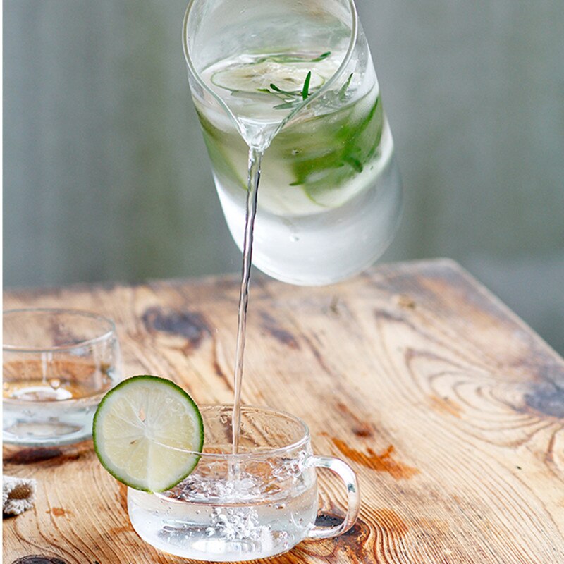 Cutelife nordisk genomskinlig vattenkokare glas vattenflaska värmebeständig bambu lock dryck flaska kök juice drinkware heminredning