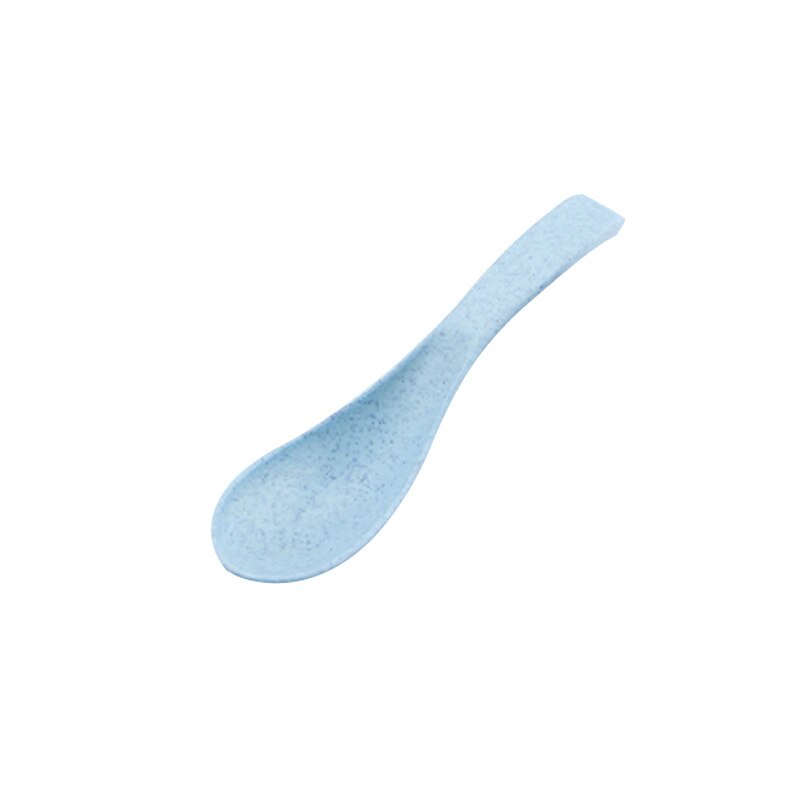 Baby Servies Cartoon Kids Verdeeld Kom Food Grade Eco Tarwe Stro Kinderen Plaat Babyvoeding Servies Eten Gerechten: Blue spoon