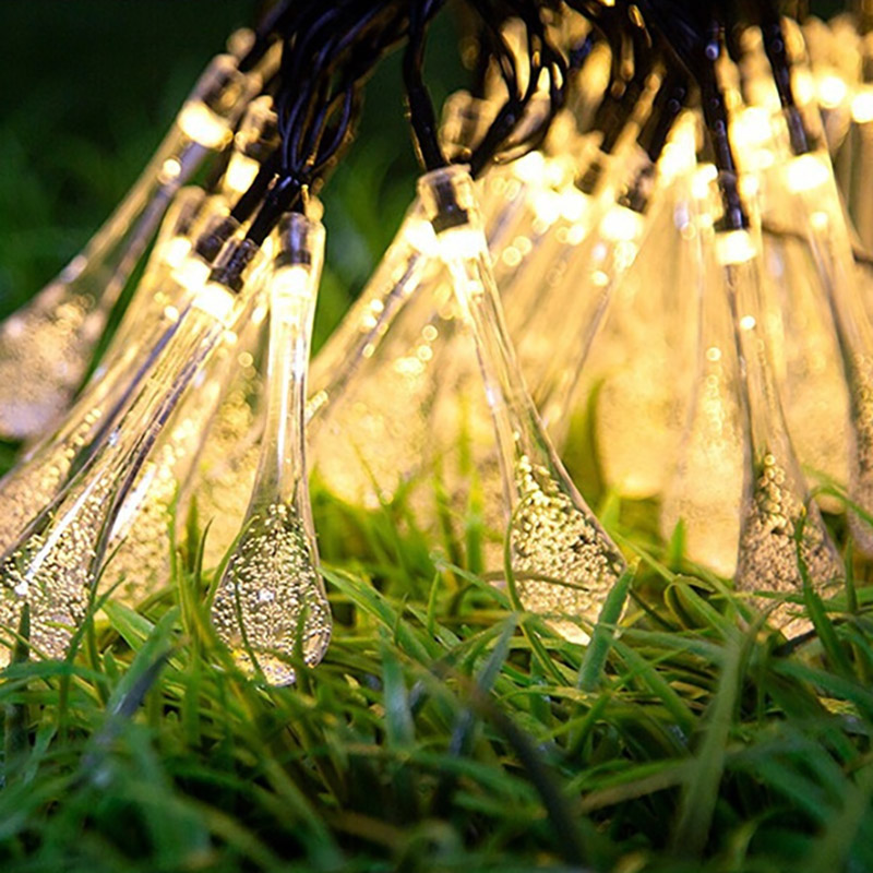 Guirnalda de luces LED con gotas de agua y batería, guirnalda impermeable para decoración exterior, luces Fariy, Navidad, boda, jardín, habitación