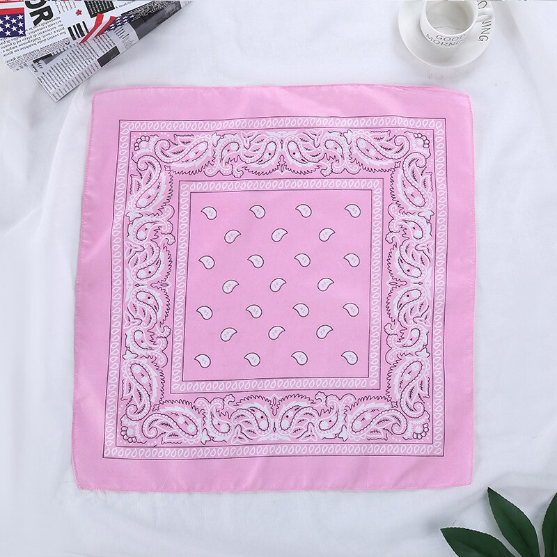 Hip Hop 100% Cotton Bandana 55cm*55cm Square Scarf Bandana Men Black Bandanas Red Paisley Bandana Women Outdoor Neck Face Scarf: Pink