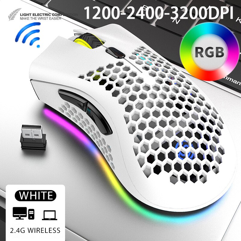 2.4G Wireless Mouse RGB Light Honeycomb Gaming Mouse Rechargeable USB Desktop PC Computers Aouse Laptop Mice Gamer 2022 Cute: ETA0012012-A