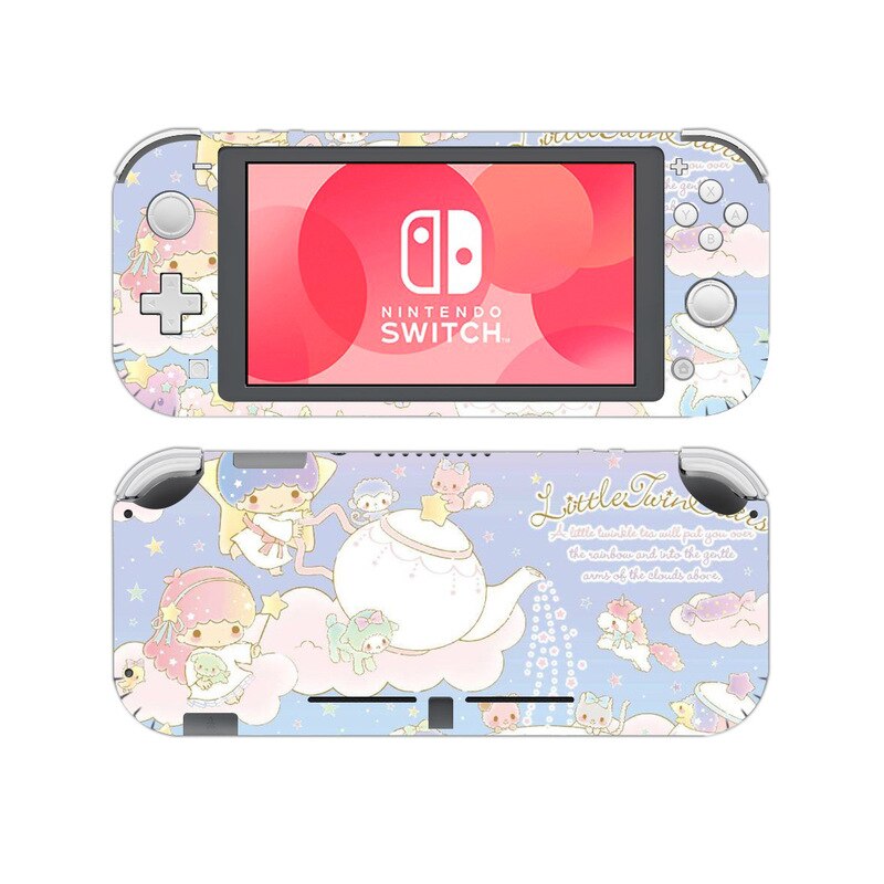 Pegatinas de piel de dibujos animados para Nintendo Switch Lite Anime pantalla piel etiqueta de protección Cinnamoroll perro Melody Sailor Moon: Gris