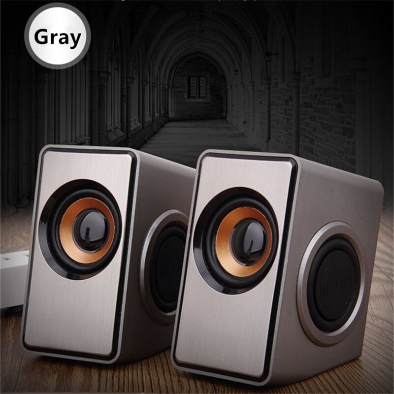 Surround Computer Speakers with Deep Bass USB Wired Powered Multimedia Speaker Notebook Desktop Computer Mini Speaker: Gray