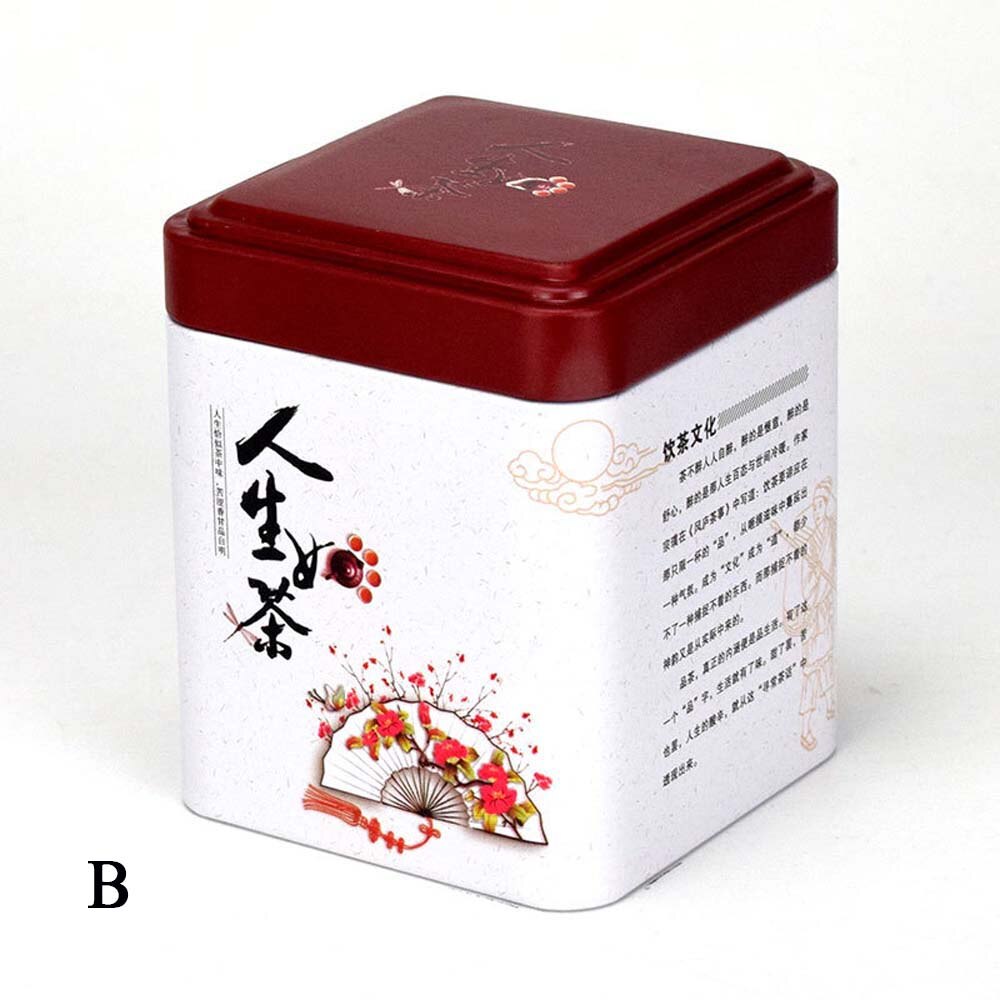 Mini blikken opbergdoos kleine koffie thee opbergpot vierkante verzegelde theebladeren ijzeren verpakkingsdoos chinese stijl container blikken: B