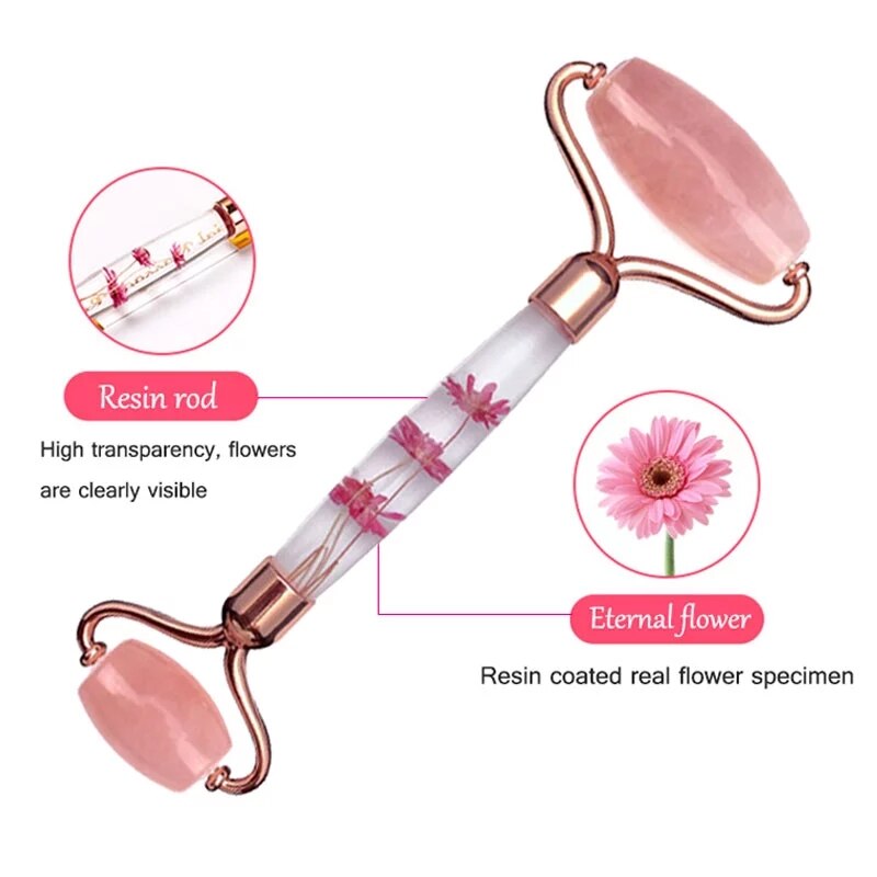 Natuurlijke Jade Massager Rose Flower Quartz Roller Anti-Rimpel Gezicht Lift Body Huid Ontspanning Beauty Hals Dunne Gezondheidszorg tool