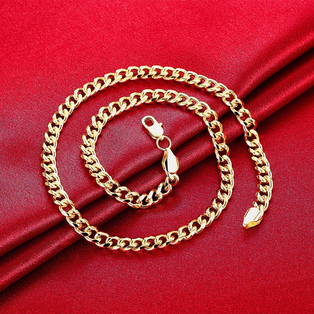 7 Mm Mannen Vrouwen 585 Goud Kleur Ketting Curb Cubaanse Kettingen 20 Inchs 50 Cm Mannelijke Sieraden Collares Choker Kolye colar De Ouro