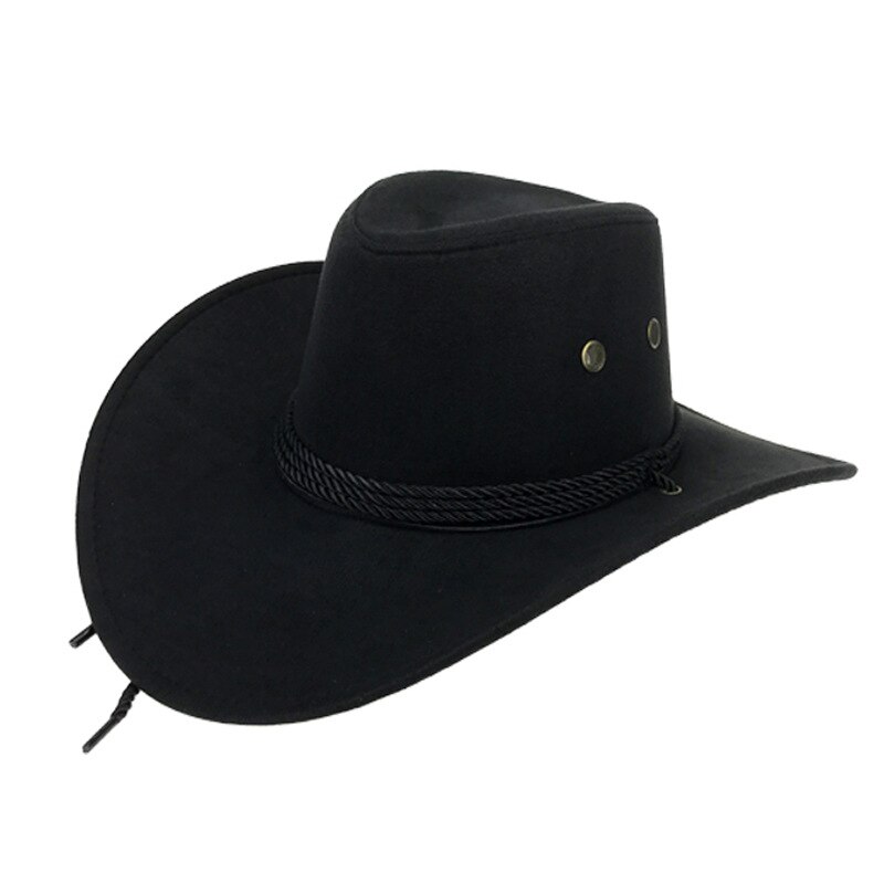 Chapeau de Cowboy ouest américain daim chapeau de soleil en plein air chapeaux d'équitation en plein air pour hommes et femmes chapeau de Cowboy de couleur unie: 3