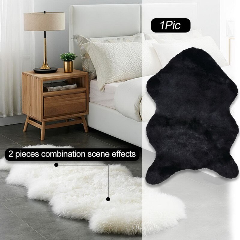 Tapis fourrure artificielle en peau de mouton | Tapis poilu de salon et de chambre à coucher, fourrure de peau, tapis de surface uni et pelucheux, tapis Faux lavable pour chambre à coucher