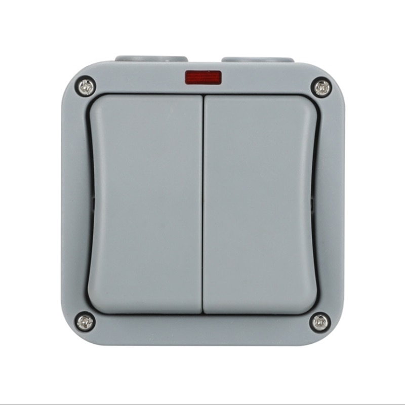 Interruptor de pared exterior resistente al agua, con certificación CE, IP66, 2 entradas, pulsador