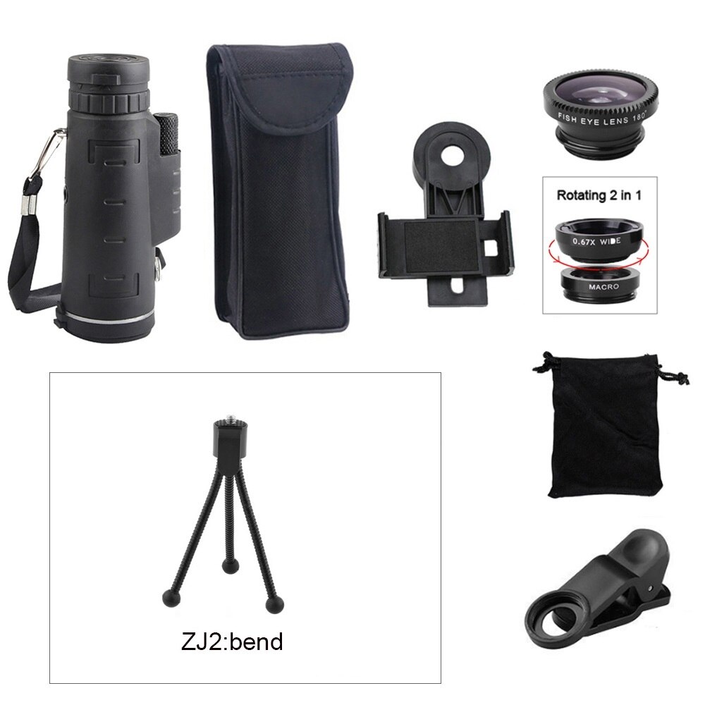 Lente Monocular con Zoom para teléfono móvil, lente de cámara telescópica para Iphone 11, 8, 7 Plus, macro: ZJ2 3In1