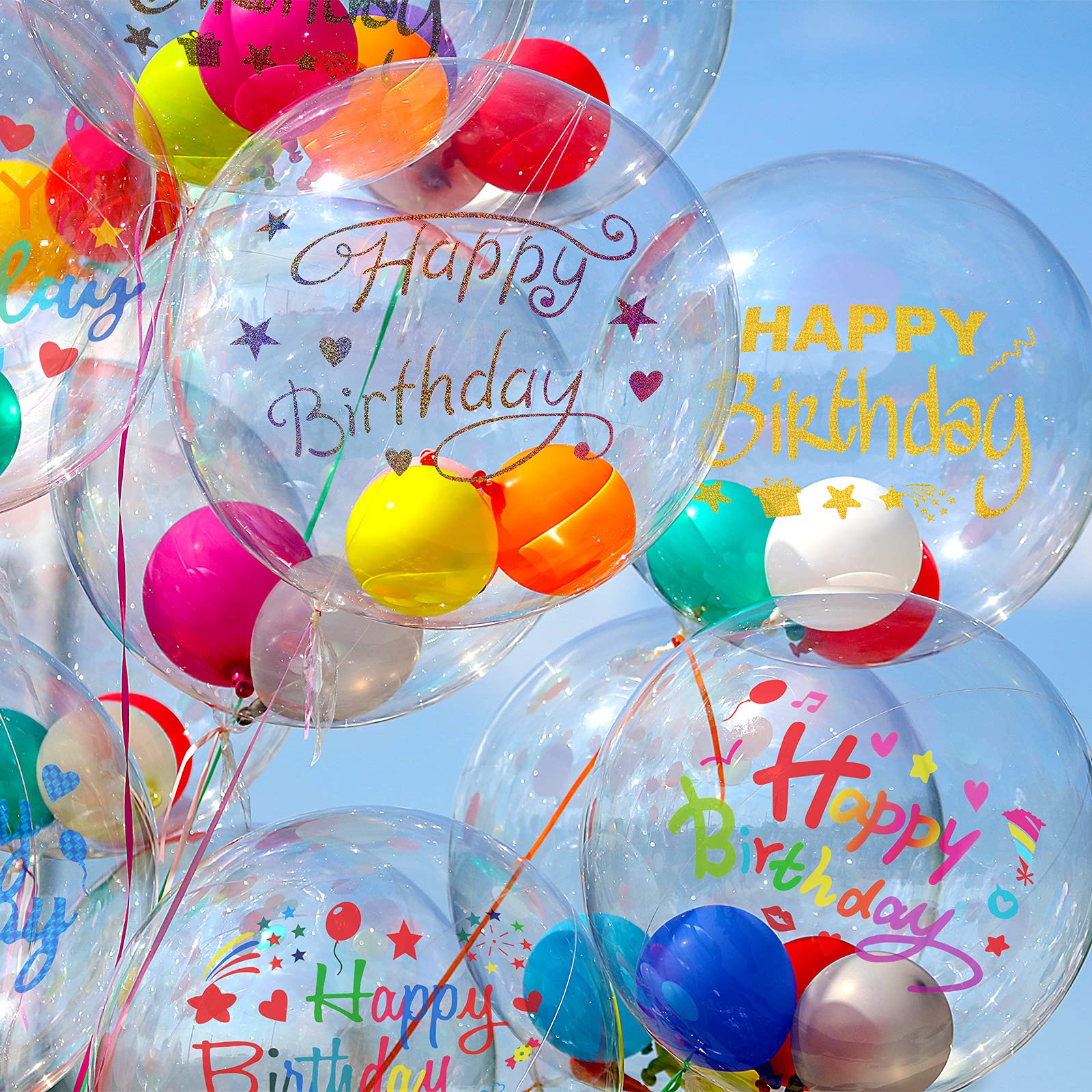 6pcs 27x20cm Balloon Stickers Happy Birthday Party Decorations For Kids Happy birthdays Bubble Ball Bobo Ballons DIY Stickers