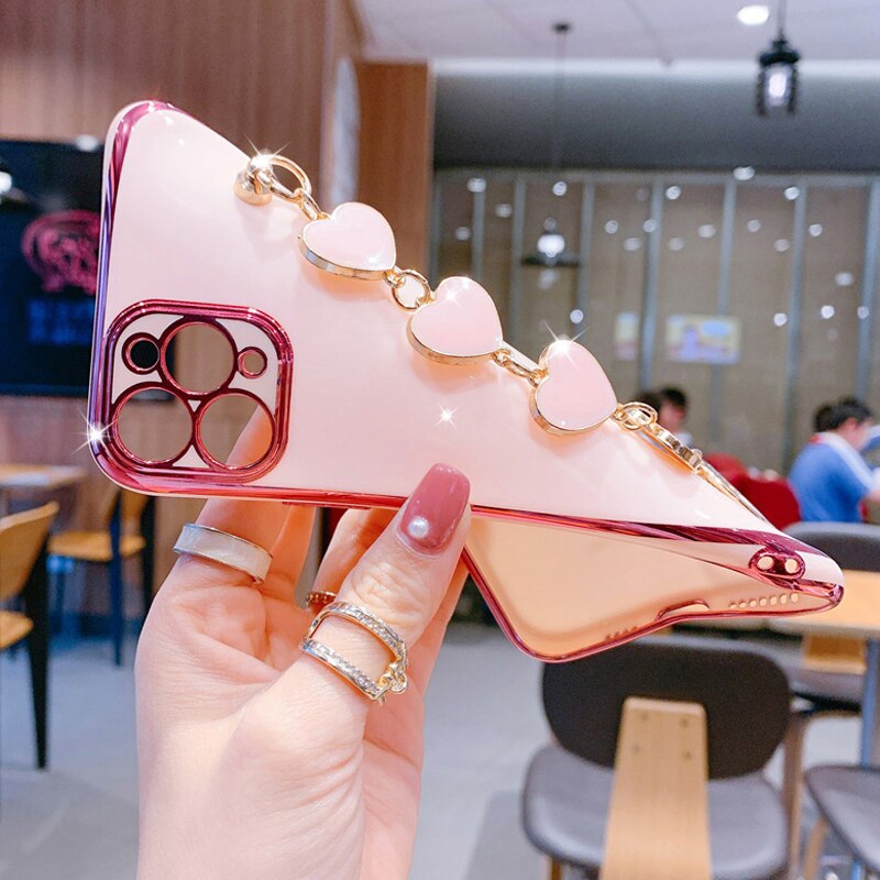 Liebesarmband-kette, silikonhülle mit beschichtung für samsung Galaxis  a02s a03s a02, weiche tpu-handgelenkschlaufe