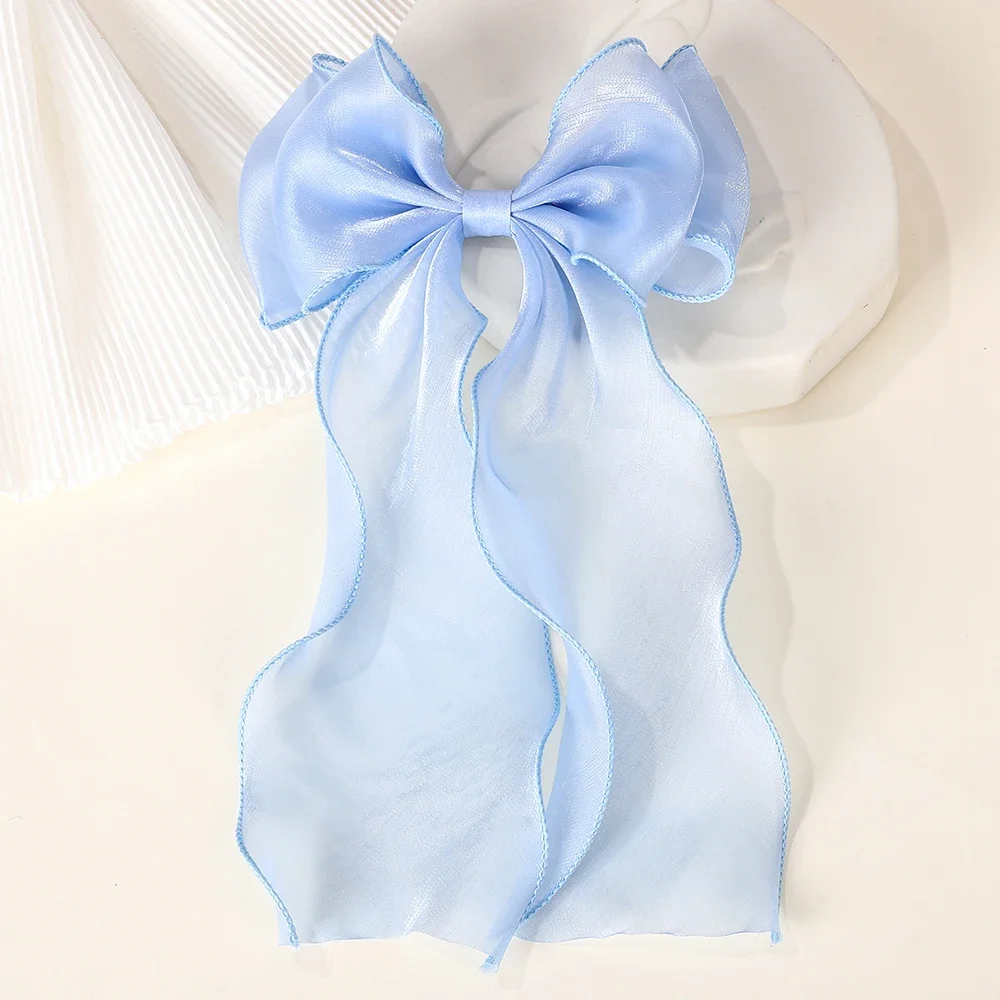 Clips de satén flotantes con lazo grande y largo para niña, Clip para el pelo para la cabeza trasera, rojo Internet con el mismo temperamento, accesorios elegantes para el cabello,: plum