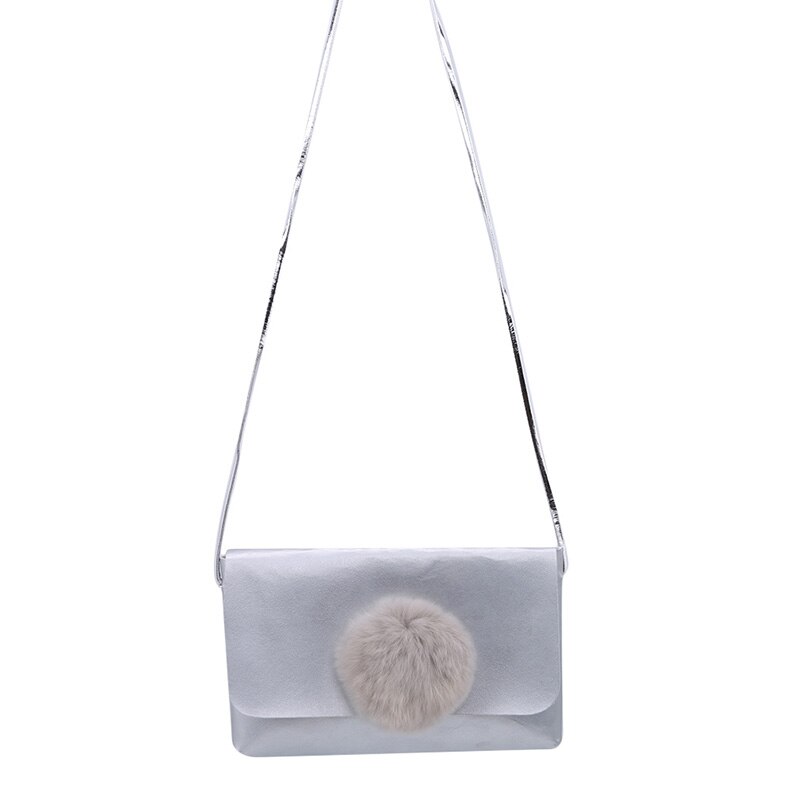 Monedero para niños versión coreana PU Hairball, sólida, sencillos para niños, de cumpleaños para niñas pequeñas, Monedero: Silver