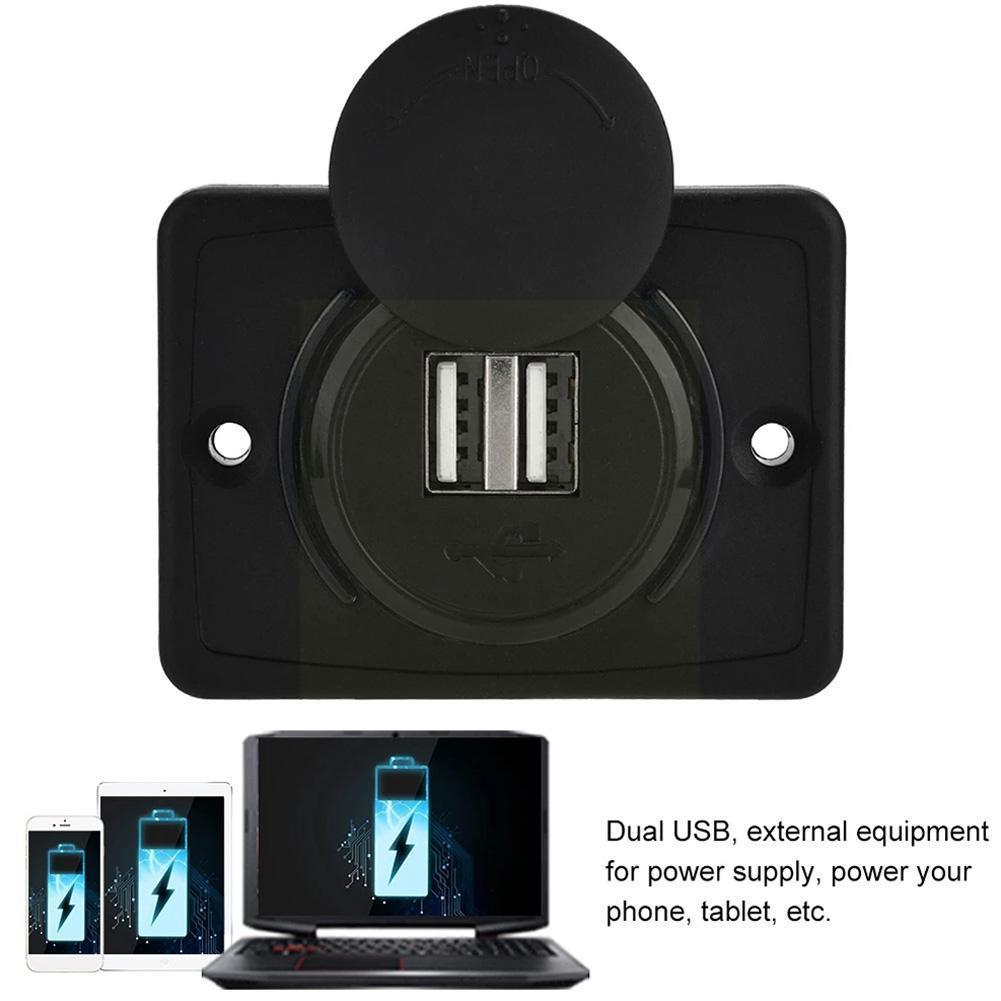 Cargador Universal de nailon para coche, accesorios impermeables de DC 12-24V 3.1A para coche, autobús, barco, Camper, caravana, USB Dual, J0I9