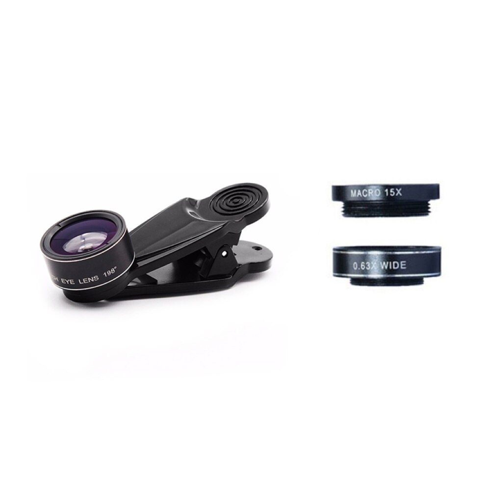 Fisheyelens 198-Graden Fish Eye Groothoek 15X Macro Camera Lenzen Kit Outdoor Travel Voor Iphone &amp; Smart Mobiele telefoon: Default Title