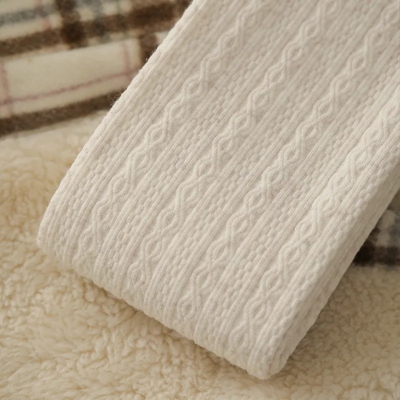 Figurformende, cremefarbene, gestreifte, gedrehte strumpfhose für damen, dünne Vlies-basisschichtsocken für frühling und herbst, Ideal für draussen-aktivitäzehn: 4g / khaki