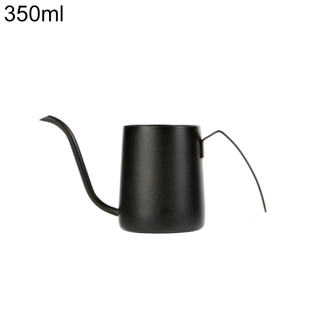250/350ml kaffekjeler i rustfritt stål, lang tut, helle over kaffekannemaskinen: Svart 350ml