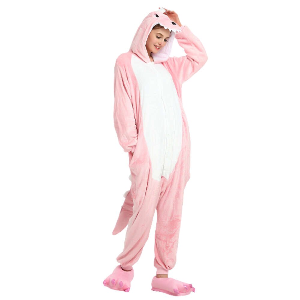 Pijama de dinosaurio rosa para niños, mono con capucha, bonito Animal, Kigurumi, ropa de dormir