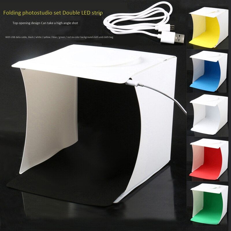 Mini Photo Studio Box, 8.9 X 9 X 9.5 Inch Portable Photography Light Tent Kit, White Folding Lighting Softbox With 40 Led Lights