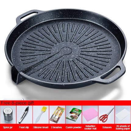 Barbecue Plate Korean Style Maifan Stone BBQ Pot Without Oil Fume Outdoor Picnic Non-Stick Cooker Iron Plate BBQ Plate: NO-13