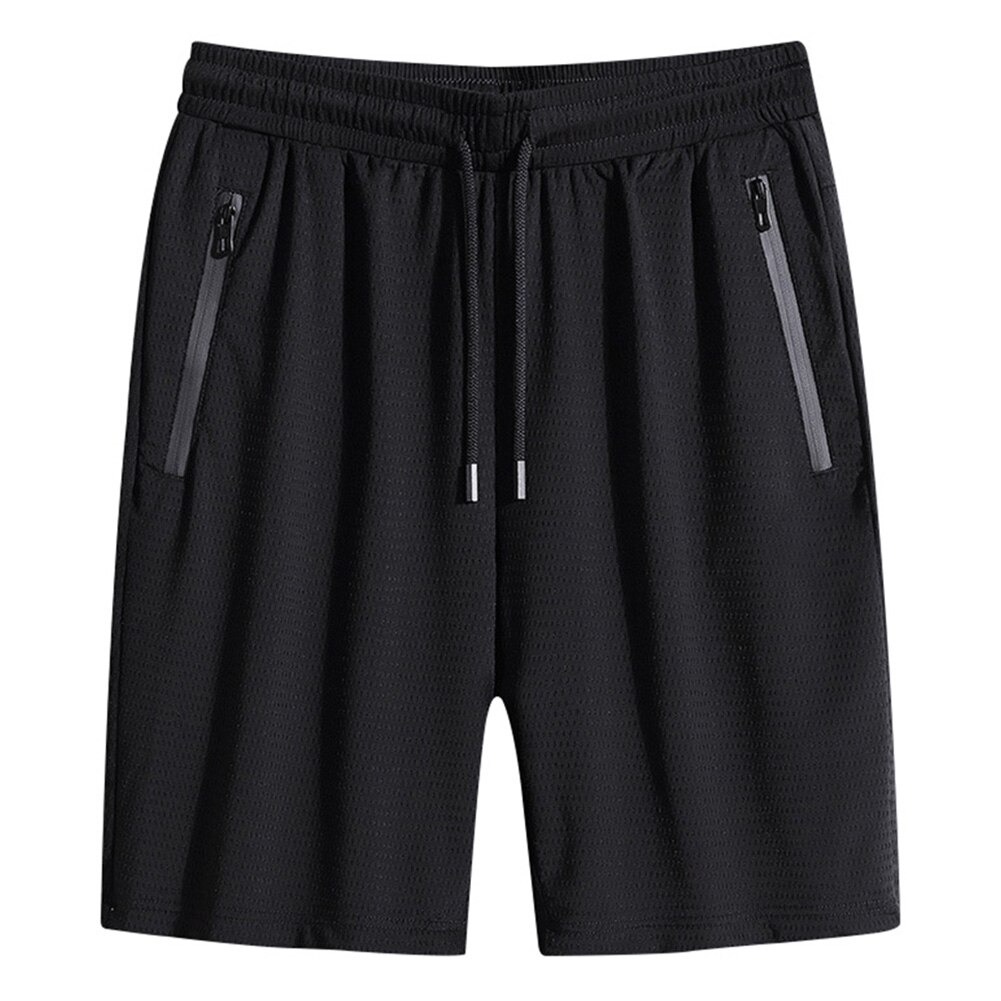 Issilke hurtigtørrende mænd afslappede shorts med lynlåslomme daglig hjemrejse sommer strandshorts  n66