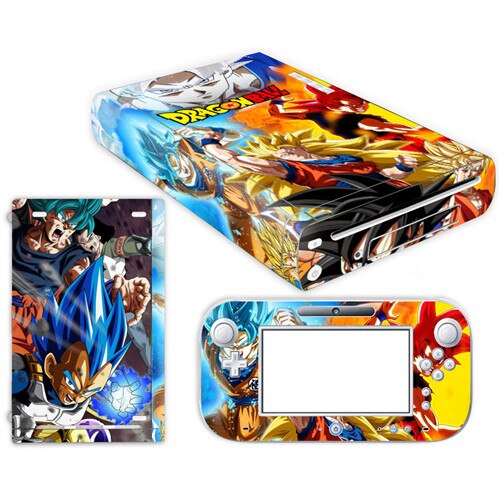 Pegatina de piel de Super Dragon Ball Z Goku para Nintendo Wii U funda de consola con controles remotos para Nintend wii u etiqueta engomada: YS-WIIU-0014